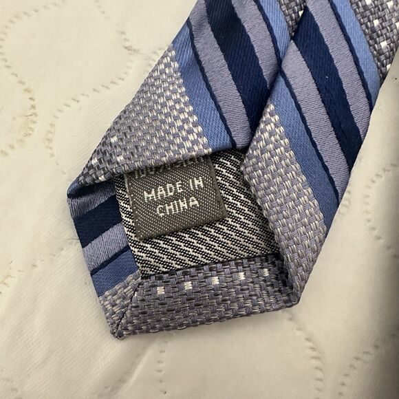 NORDSTROM Men's 100% Silk Necktie Classic USA Designer STRIPED Blue  Gray - Picture 3 of 6